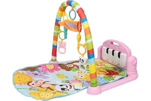 LANTUS Tapis d'éveil Bébé avec Musique et Lumières, Tapis d'activité pour Nourrissons, Tapis de Jeu bébé avec Arche de Jeu et Jouets Suspendus - Kick and Play Piano Gym pour Bébé Filles Garçons