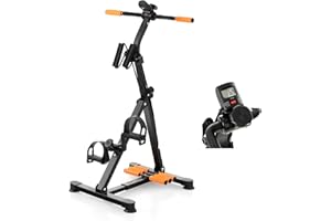 KOMFOTTEU Wielofunkcyjny rower treningowy dla seniorów, trener ramion i nóg z masażem, regulowana wysokość i poziomy oporu, trener ruchu z wyświetlaczem LCD dla 1-2 osób