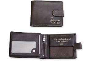 Personalised Wallet for Men Any Text Engraved Genuine Leather Luxury Wallet RFID Birthday Gift for Dad Grandad Gift for Him M