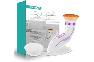 VOGOE Cepillo Limpiador Facial Eléctrico, Recargable Limpieza Facial Impermeable IPX6, Giratoria Maquina Cepillo Faciales con 2 Cepillos y 2 Velocidades para Exfoliante y Masaje FB210 Morado