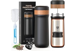 HAILASRE Portable Français Presse Cafetière 12 oz Cafetière Français de voyage Tasse à café isolée en acier inoxydable idéale pour le camping et les voyages