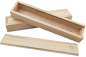 Anktily Confezione da 2 scatole in legno grezzo con coperchio scorrevole, in legno naturale, vuote, per gioielli, fai da te, arti e mestieri hobby (23 x 5 x 3 cm)