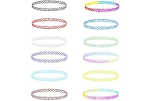 DAQIEPIN Set catena girocollo, collana elastica 12 pezzi, collana arcobaleno collane girocollo gioielli moda bigiotteria per ragazze ragazze bambini donne in gomma elastica/plastica