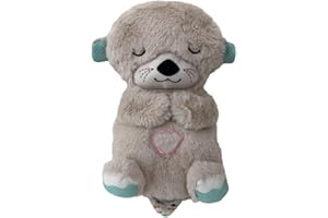 SUMKTO Baby Sound Machine Soothe 'N Kuschel Otter tragbarer Plüsch-Schlaf Otter Kuschel Spielzeug mit Atem Bewegung & Musik Beleuchtung Plüsch Schlummer Otter Kuscheltier-Geschenke für Neugeborene