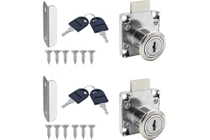 AGHOER 2 Piezas Cerraduras de Armario con Llave, Cerraduras para Muebles de 22 mm, Cerraduras de Leva, Cerraduras de Taquilla de Acero Inoxidable con Llave, para Cajones y Armarios
