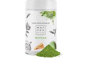 Matcha & CO Thé Matcha 100% Biologique 80 g [Qualité Cérémonielle] Poudre de thé Vert Biologique du Japon.