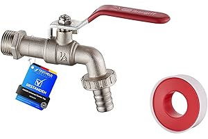 ‎IBERGRIF Ibergrif Garten Wasserhahn 1/2 zoll mit Gartenschlauch Adapter - Kugelhahn Frostsicher -10℃, High Temperature Resistance 120℃, Absperrhahn Tropffrei für Garten Regentonne, Wasserhahn Aussen Messing