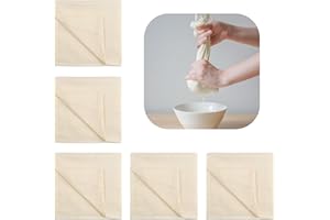 ANZOAT 5Pcs Tissu Filtrant Cuisine, 49 * 49cm Étamine Tissu Convient pour Fromage/Yaourt/Légumes/Lait, Tissu Filtrant en Coton Est en Tissu Microfibre Non Blanchi, Tissu Filtrant Alimentaire, Coton à Fromage