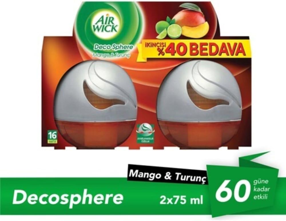 Air Wick Deco Sphere Greyfurt & Portakal Çiçeği İkili Paket Oda Kokusu 30 Gün Etkili
