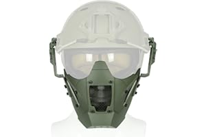 TACTICAL AREA Taktische Paintball Half Face Eisen Warrior Stahl Mesh-Maske - SCHNELLE Helm-Kombination Zubehör - Double Strap Camo Schutzmaske