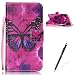 Produktbild Feeltech Samsung Galaxy J710/J7 2016 Hülle,Samsung Galaxy J710/J7 2016 Magnet Leder Wallet Cover,Elegant Soft PU Kartenfach Extra Dünn Tasche Bunte Relife-Muster [Stand Funktion] Karte Halterung Klapp hülle Flip Book Design Case Flexible TPU Ultra Slim Inner Bumper Tasche mit Landyard [Free Stylus] für Samsung Galaxy J710/J7 2016 - Roter Schmetterling