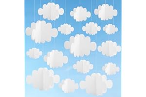 Songjum 16Piezas Nubes Colgantes Decoraciones Nubes de Fieltro Blanco para Techo Guardería Dormitorio Baby Shower Boda Cumpleaños Fiesta