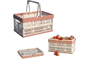 TINTOKE 2 pièces Caisse Rangement Pliables avec Poignée, Boîtes de Rangement Pliables Boîtes, Pliantes en Plastique pour Cuisine, pour le rangement à la maison, les collations, le camping, la salle de bain