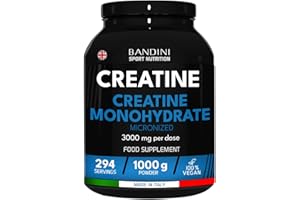 Bandini® Creatine Monohydrate Powder 1kg/1000g | Pure Creatin Micronised | Improve Training, Sport, Gym, Pre Workout, Physical Performance and Recovery | Muscle Power & Strength | 100% Vegan | Non-GMO