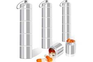 HEQISHUN 3 Piezas 4 Compartimentos Pastillero Para Medicamentos, Pastillero de Aluminio Porta llaves Pastillero, Pastillero Impermeable Porta llaves Para Actividades al Aire Libre Viajes Senderismo Camping