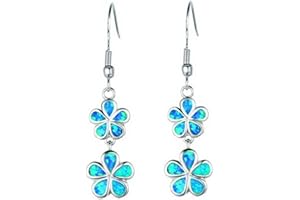 CROWNOFRIBBONS Forget Me Not Earrings, Flower Jewellery Gifts for Women, Dangle Drop Style