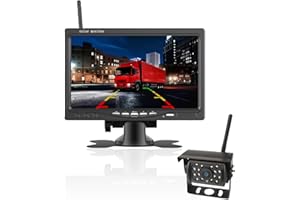 LZHIOS Wireless Reversing Camera Kit,Waterproof Night Vision Rear View Camera with 7 inch Monitor+16-LED Light Backup Camera System for Vans Bus Truck Van Trailer RV Campers Motor Home