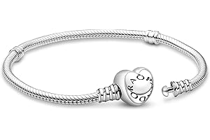 APUUESN Sterling Silber Charms Armband Mit Logogravur, Armbänder Moments Serie, Armbänder Me Serie,Charms Anhänger Armband From 17CM to 21CM,Gold,Silber