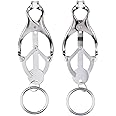 Nipple Clamps with Chain Stainless Steel Breast Clamps Body Breast Clip Body Ring Non-Piercing Nipple Jewelry Sliver (Ring Clamps)