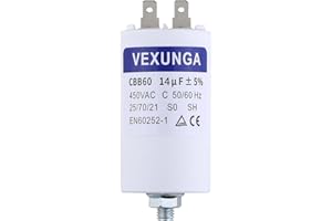 VEXUNGA CBB60 Condensador de Arranque para Motor 14uF 450V Condensadores Motores Electricos Monofasicos 14µF 450 VAC 40x70MM 50/60Hz Conector M8