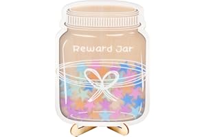 QOOLOO Sterne Belohnungsglas für Kinder, Personalisiertes Belohnungsglas, Star Reward Jars, Motivierendes Belohnungsglas, Belohnungsglas für Gutes Benehmen, Sterne Anreizglas aus Holz für Heimschüler (I)