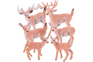SUPVOX 6Pcs White-Tailed Deer Figurines Ornaments Animal Figurines Collection Toy for Home Office Decoration