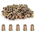 vrupin 100PCS-Rivet Nuts,3/8"-16 Carbon Steel UNC Rivet Nut Assortment Kit, Flat Head Threaded Insert Nutserts Assort(3/8"-16)