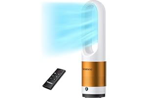 Senmeo Ventilador Sin Aspas de 55cm, Ventilador de Torre con Mando a Distancia, 8 Velocidades, Oscilación de 90°, Temporizador de 9h, Pantalla LED, Ventilador Columna Silencioso para Oficina en Casa