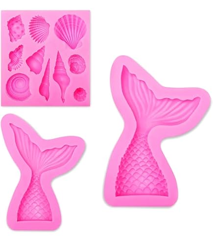 Meerjungfrau Silikon Fondant Formen – Set Für Kuchendekoration, Cupcake Topper, Schokolade & Basteln, 5,3x10,1 Cm, Hitzebeständig Bis 220°C