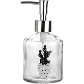 Cam Sıvı Sabunluk,Kakt&uuml;s 2 Desen 300ml 7,6x15,5cm