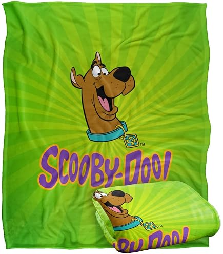 Couverture Scooby-Doo Micro Raschel - Motif 'Whole Gang', Dimensions 117x152 Cm, 100% Polyester Doux