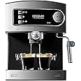 Cecotec Cafetera Express Manual Power Espresso 20. 850 W, Presión 20 Bares, Depósito de 1,6L, Brazo Doble Salida, Vaporizador