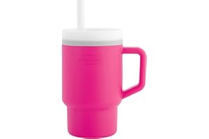 INFANTINO My 1st Tumbler – Süßer Minibecher mit Auslaufsicherem Strohhalm und Kleinkindfreundlichem Griff, Fördert das Trinken, Leicht zu Reinigen, 255 ml, Kaugummi