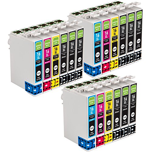 Preisvergleich Produktbild 18 Packung GREENBOX Kompatibel Druckerpatronen Tintenpatronen Ersatz Kompatibel EPSON 16XL Kompatibel mit Epson Workforce WF-2010 WF-2500 WF-2510 WF-2520 WF-2530 WF-2540 WF-2630 WF-2650 WF-2660