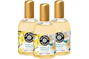 Les Petits Plaisirs - Lot de 3 - Eau de toilette Vanille Monoï, Eau de toilette femme, Addictive et Envoutante, Made in France, flacon 110ml