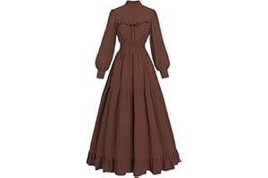 CR ROLECOS Black Victorian Dress for Women Long Sleeve Edwardian Dress Gothic Renaissance Costume