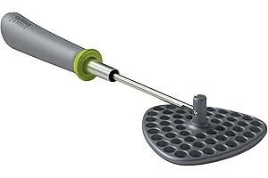 Joseph Joseph Delta Folding Nylon head, Space Saving Potato Masher, Grey/Green, 4