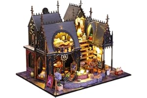 CRIOLPO Casa de Muñecas en Miniatura, Kit de Casa de Muñecas de Madera Kits de Modelos de Decoración, Kit de Book Nook DIY 3D para Adultos Niños Cumpleaños Regalos(La Casa Mágica de Luna)