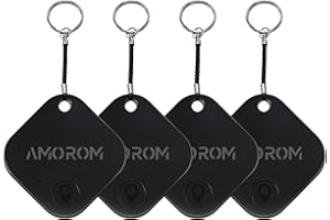 AMOROM Smart Air Tag Bluetooth Traceur Lot de 4, Compatible iOS et Android, Recherche de Phone, Sonnerie Puissante, Batterie Remplaçable, pour Clés/Bagages/Valises/Portefeuille/Sac à Dos