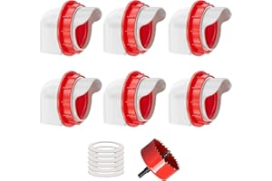 ZenxyHoC Comederos para Gallinas 6 Puertos, Comedero Automático para Aves, DIY Kit de Alimentación por Gravedad para Cubos Barriles Cubetas