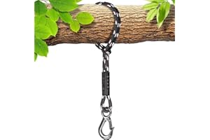 BeneLabel Corde de Hamac, 50cm Sangle de Balançoire avec Crochet (400lbs) Arbre Suspension Materiel en Polyester Fauteuil Suspendu Fixation Kit, Jusqu'à 2500lbs, 10mm de Diamètre, Noir