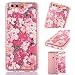 Produktbild Huawei P10 Plus Flüssig Glitzer Hülle,Niedliche Cool 3D Bling Glitzer Sparkle Shiny Cut Transparent Durchsichtiges Flüssige Liquid Quicksand Treibsand Liebe Herz Kreative Design Rose Blumen Case