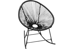 vidaXL Sedia a Dondolo da Giardino Prendisole Sdraio Patio Poltroncina Elegante Robusto Arredi per Esterni in Acciaio e Polyrattan Nero