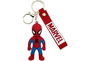 AUTOZOCO Spider Man Silikon Schlüsselanhänger Superheld Schlüsselbund Spiderman Gummi Schlüsselanhänger Spiderman Figur Schlüsselanhänger 7cm Silikon Kompatibel mit Marvel, rot