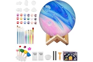 Trulloyoo DIY 3D Moon Lamp Kit, Paint Your Own Night Light, Arts and Crafts Kit for Kids, Space Painting Craft Kits for Kid, Craft Art Gifts Set Toys for Children Girls Boys Ages 6+