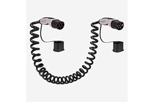 SCAME | Cavo Caricabatterie Auto Elettrica a Spirale - Connessione Trifase Cavo Tipo 2 a Tipo 2 - 22 Kilowatt - 32 Ampere - Lunghezza 4 Metri Spiralato