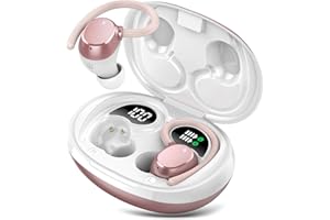 QXQ Auriculares Inalámbricos Deportivos, 60H Auriculares Bluetooth 5.3 HiFi Estéreo, Cascos Inalambricos con 4 HD Mic y Cancelacion Ruido ENC, Dual LED Pantalla, IP7 Impermeable, Rosa