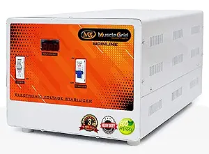 MuscleGrid 15KVA Beast Series Copper Wired Heavy Duty 12000w Electricity Bill Reducer Mainline Voltage Stabilizer and Guard 130v to 280v (15KVA 130v-280v)