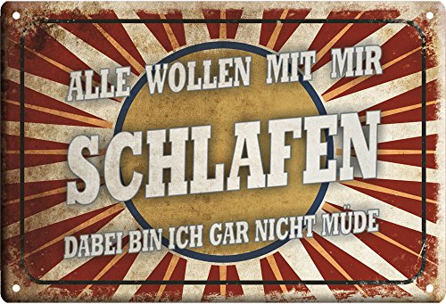 Preisvergleich Produktbild Blechschild "Schlafen" Spruch ca. 20x30cm