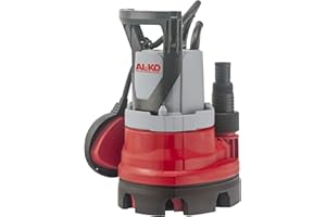 AL-KO Pompa zanurzeniowa do brudnej wody Drain 9500 Easy, moc silnika 300 W, maks. wysokość tłoczenia 6 m, maks. wydajność tłoczenia 8500 l/h, maks. wielkość ziarna 25 mm, czerwono-szaro-czarna